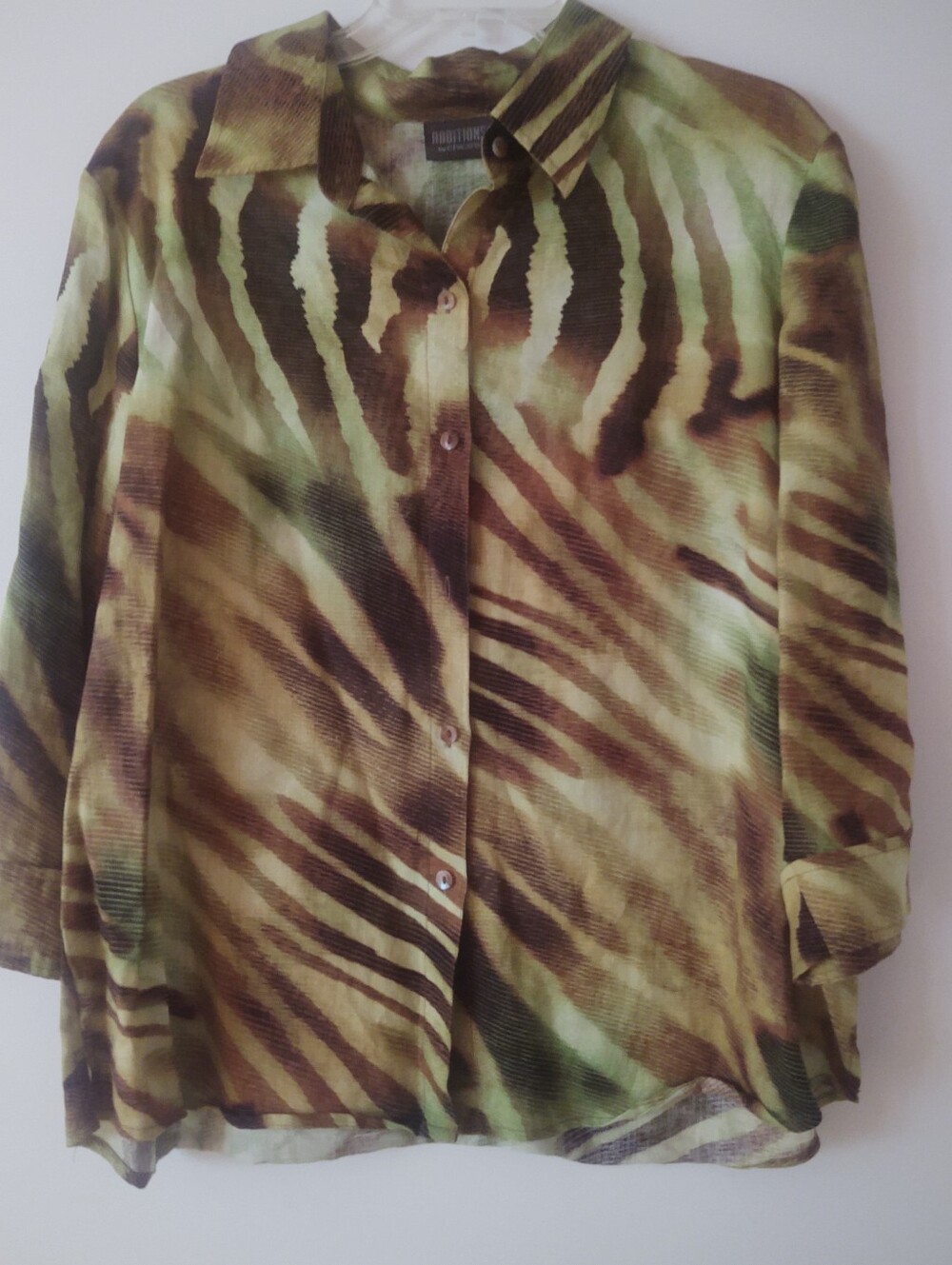 Chico's Women's Additions  Animal Print Linen Blouse